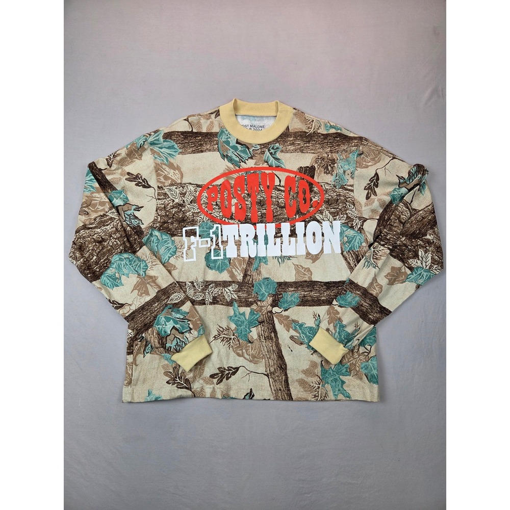 Post Malone‎ F-1 Trillion Long Sleeve Shirt Camo Posty Co 2024 Tour Small S